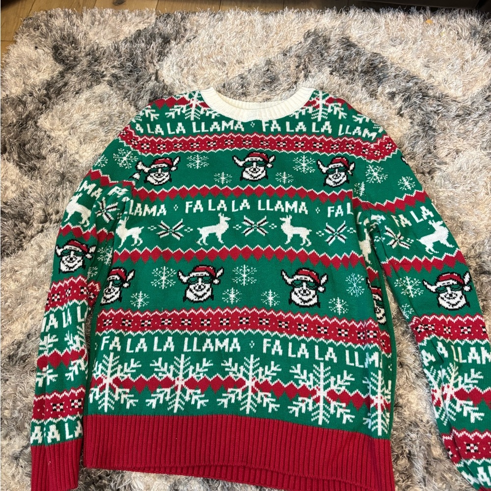 Ugly Christmas Sweater Green Red Crewneck